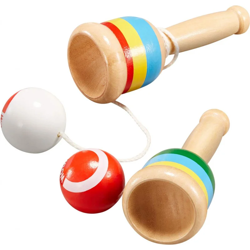 Juguete clásico Kendama de madera maciza que mejora el equilibrio y la coordinación, juego clásico de bola y copa para el uso diario y entrenamiento de habilidades.