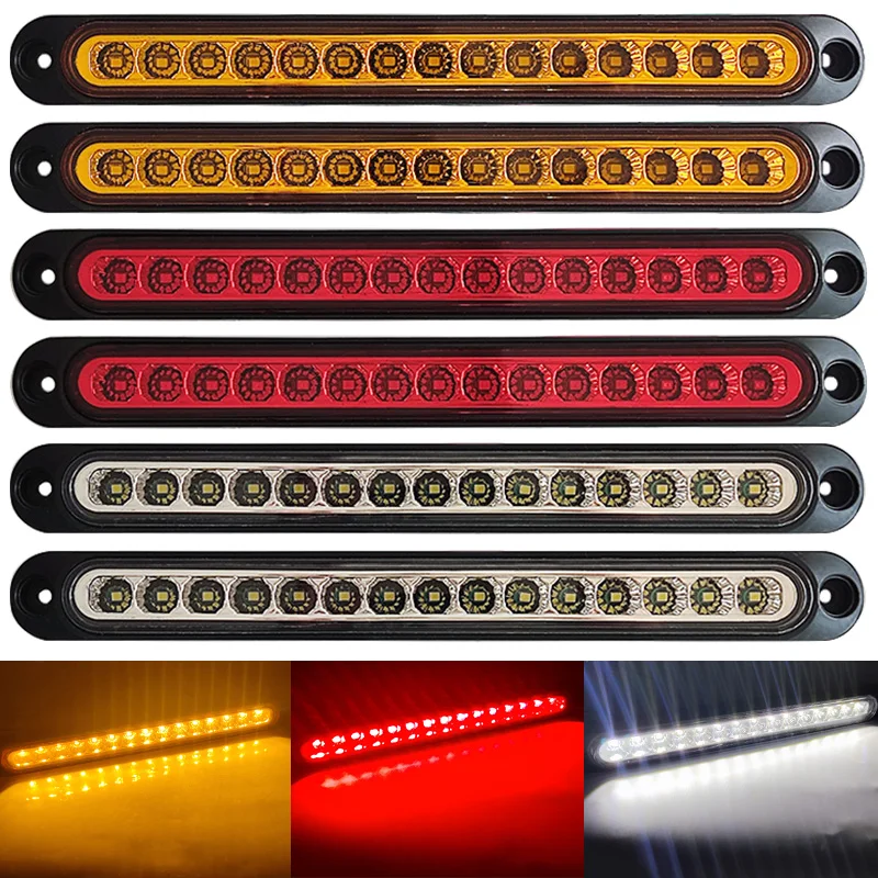 2PCS  Trailer Truck Lorry Pickup Universal LED Tail Rear Lamp Turn Stop Brake Lights Light Bar Strip Lights12V 24V