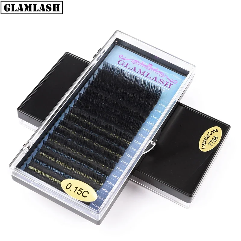 GLAMLASH 16rows 7~25mm Mix Faux Mink Eyelash Individual Extension Korean Pbt Soft False Lash Extension Mink Cilia