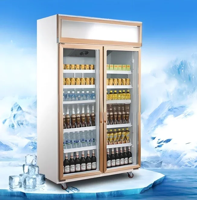 Drink Vertical 2 Door Commercial Refrigerator Display Cooler Freezers Commercial Display Cooler