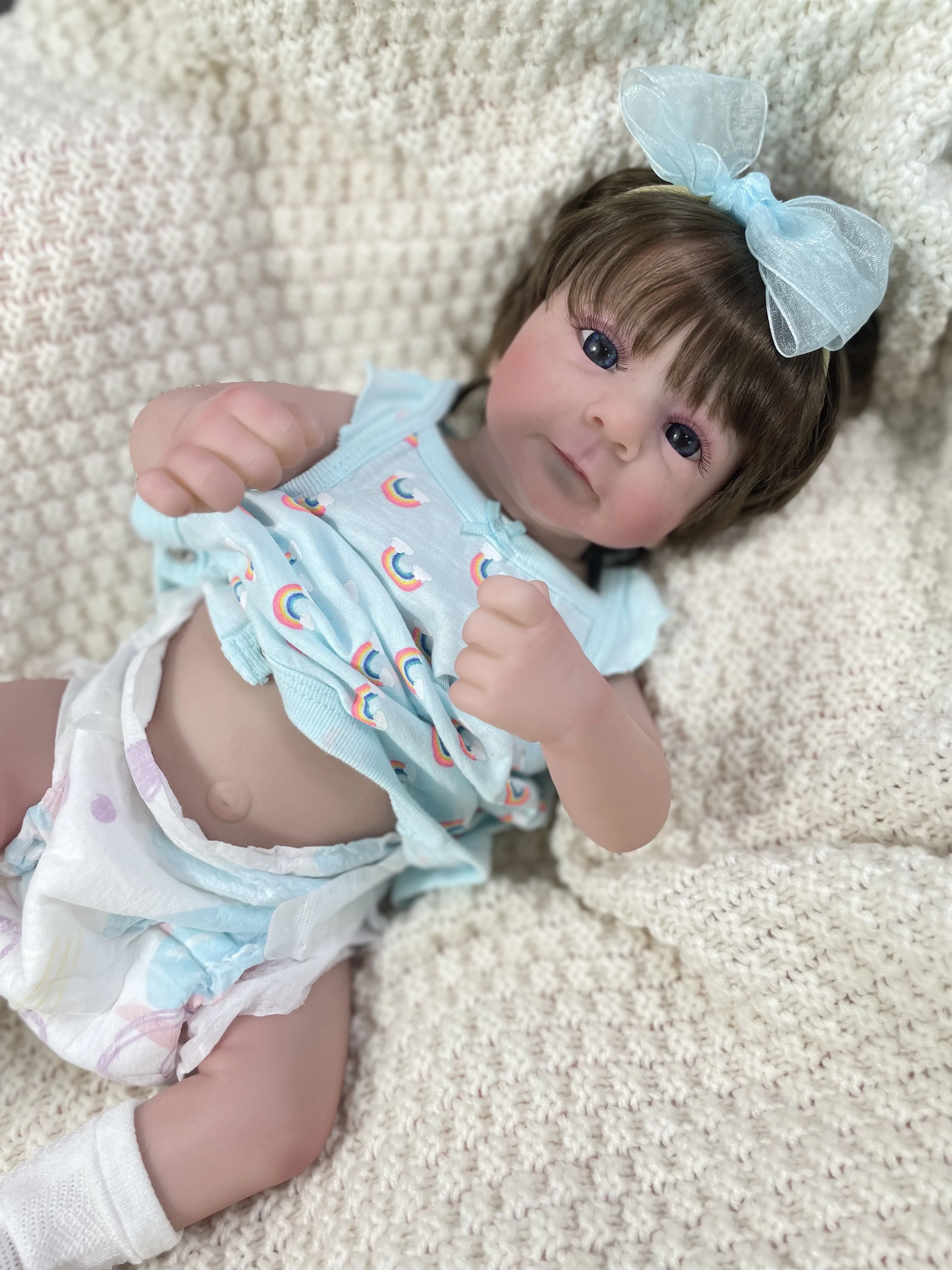 17 Inch Felicia Reborn Finished Doll Full Silicone Vinyl Girl Adorable Baby Lifelike 3D Skin Visible Veins Collectible Art Doll