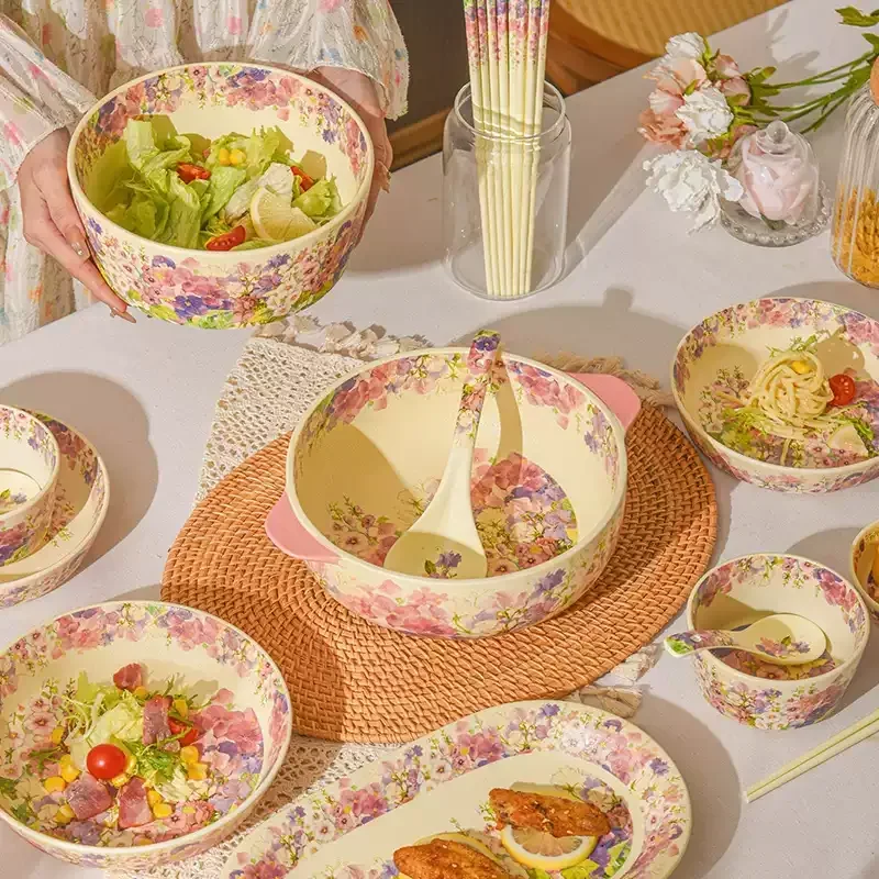 Blooming Flowers Ceramic Tableware Decal Tableware Household Products Ceramics
