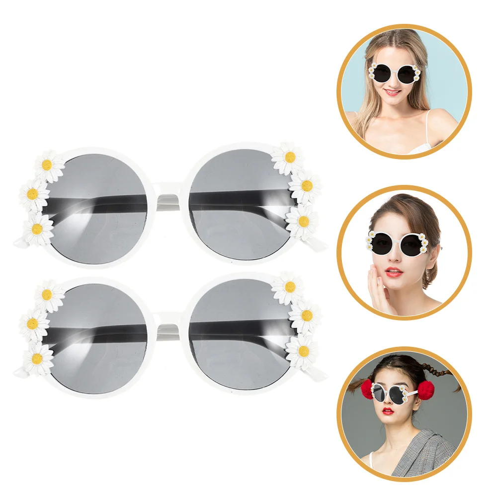 

2Pcs Flower Glasses for Women Cute Daisy Sunflower Sunglasses Funny Festival Eyeglass Props Gathering Accessories