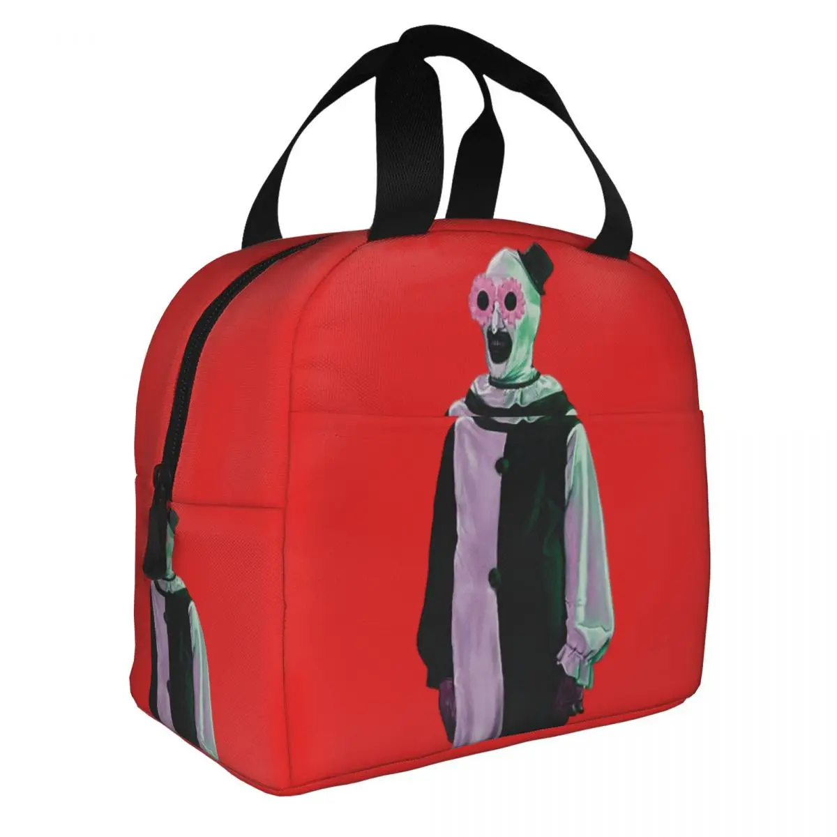 Custom Art The Clown Terrifier Portable Lunch Bag Food Thermal Box Durable Cooler Lunchbox with Shoulder Strap Picnic Bag Office