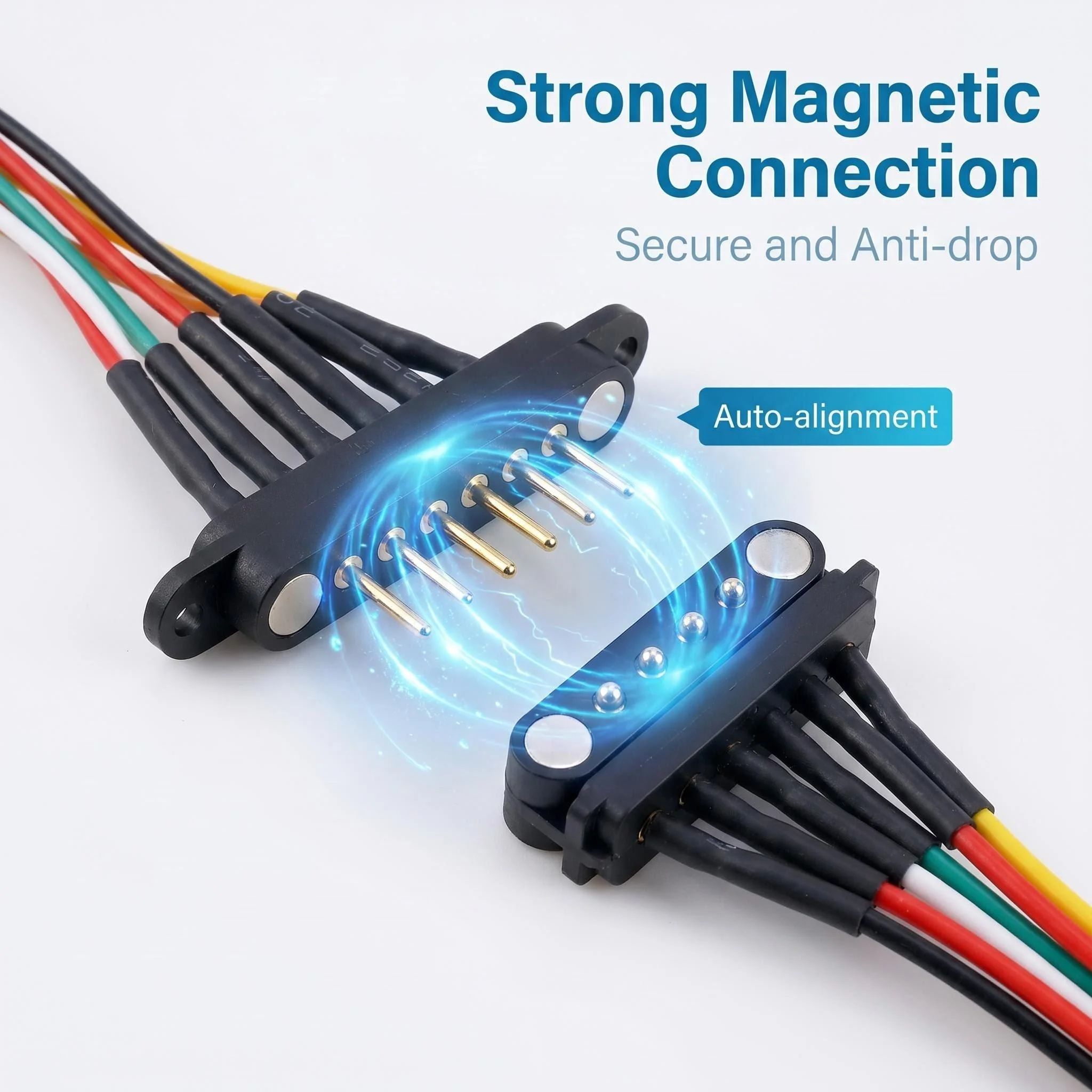 2A DC Magnetischer Pogo-Pin-Steckverbinder 2-9-polig, Pogopin Stecker und Buchse, Abstand 2,5/2,80mm, federbelastete DC-Strombuchse – Detail 3