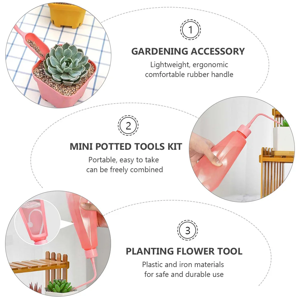 

14pcs Mini Garden Hand Tools Set Lightweight Durable Plastic Iron Succulent Planting Kit Transplanting Flower Gardening