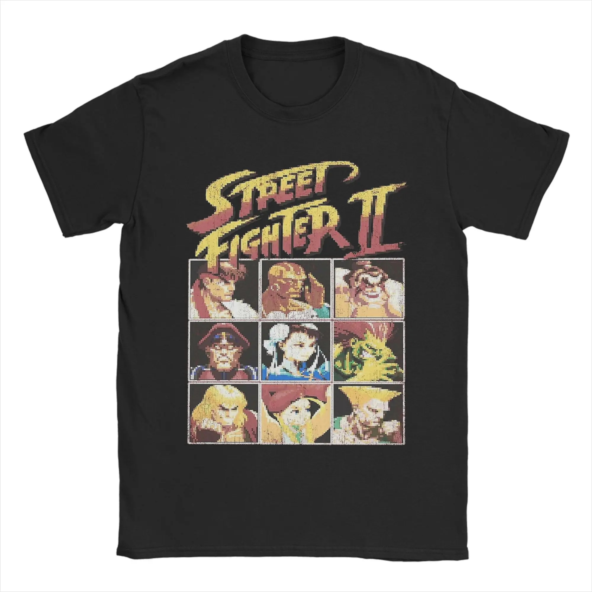 

Streets Fighters 2 T Shirts for Men Pure Cotton Humorous T-Shirts Crew Neck Tee Shirt Short Sleeve Clothing Adult