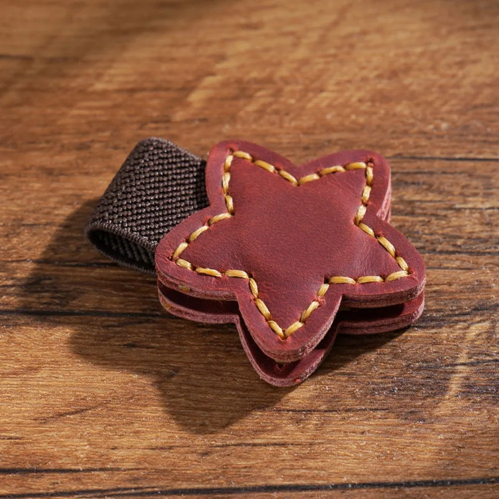 Stationery Genuine Leather Star Magnet Bookmark Vintage Double-Sided Book Pages Divider DIY Bookmark Clip Sew