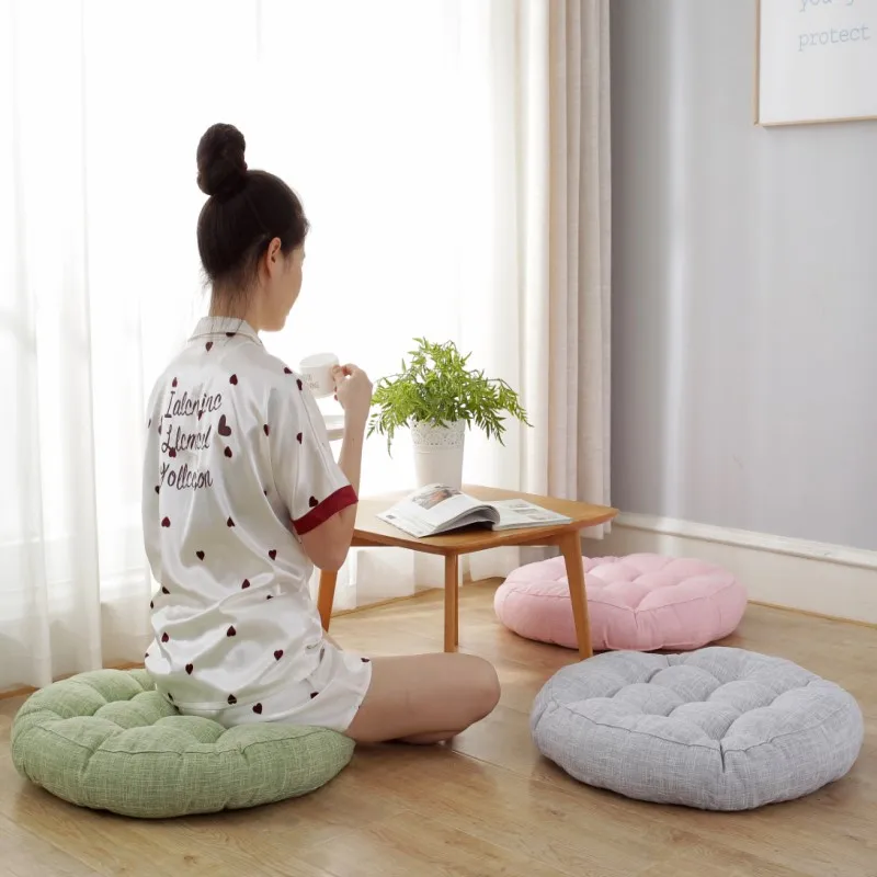 Frühling Sommer Großes Bodensitzkissen Verdicktes Tatami-Stuhlkissen Getuftetes Rundes Großes Kissen Stuhlauflage Ottoman Poufs – Detail 13