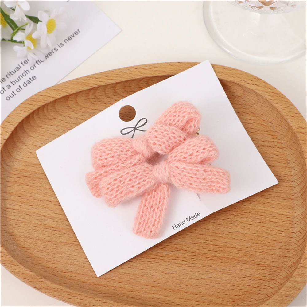 2Pcs/Set Wool Knit Hair Clips Cute Hairpins Girls BB Clips Sweet Hair Clip Barrettes Kids Headwear Baby Girl Hair Accessories