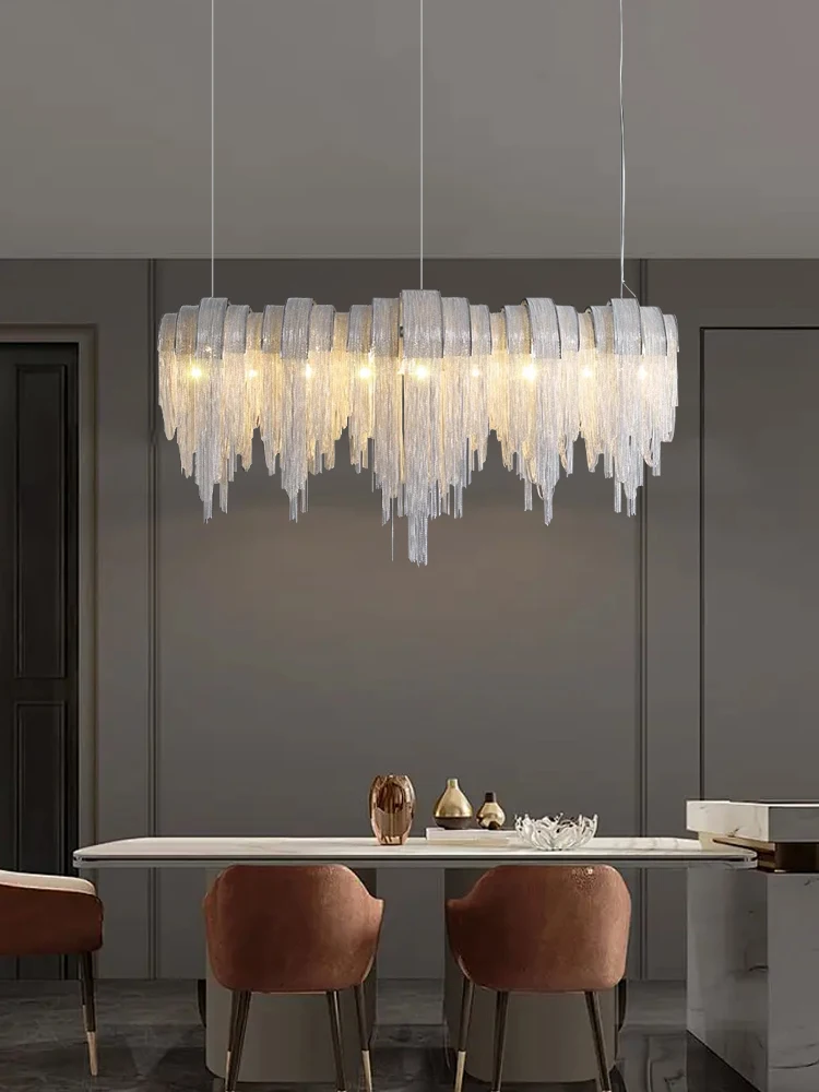 

Modern luxury Tassel Chain LED chandelier,Lustre living room Villa indoor ceiling lighting decorative fixtures,Dimmable E14