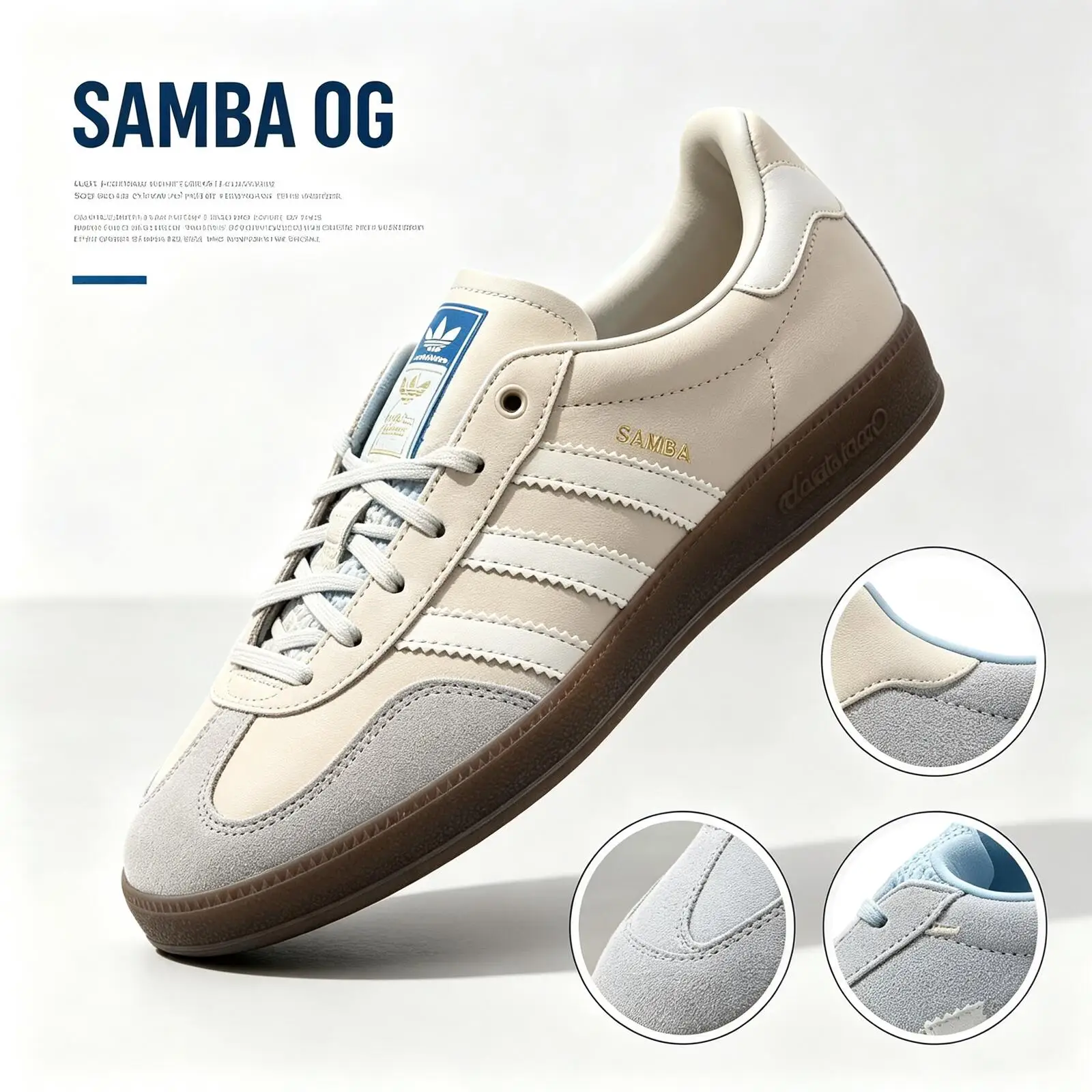 Adidas Official Genuine SAMBA OG JR0914 Skateboard Shoes Unisex Beige Suede Leather Gum Sole Retro Sneakers