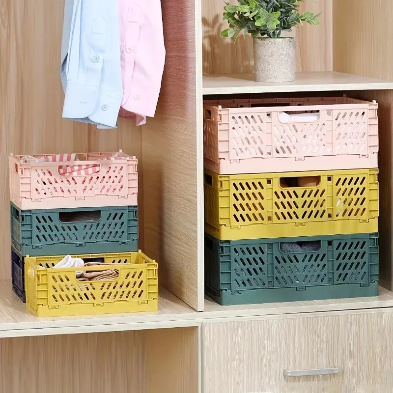 Faltbare Kunststoff-Aufbewahrungsbox Klappkorb Tragbarer Stapelbarer Organizer für Make-up Schmuck Spielzeug Aufbewahrungsboxen