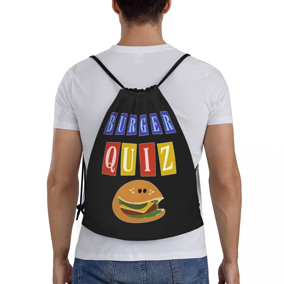 

Burger Quizz New Logo Backpacks Fashion Portable Drawstring Bags Sports Bag Book Bags For Man Woman School