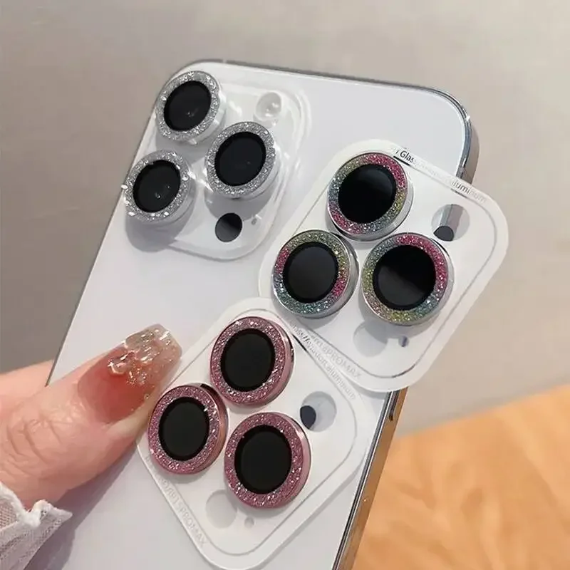 Bling Glitter Camera Protector Case For Iphone 15 17 11 14 16 Pro Max Plus Air 12 13 Mini Ring Lens Screen Protectors