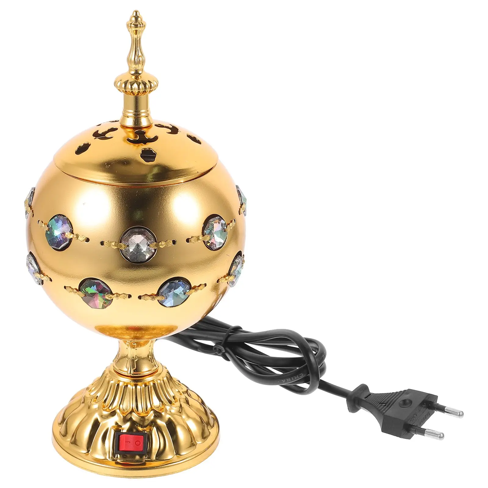 

Electric Incense Burner Decorative Censer Sandalwood Metal Golden Stove Home Office Yoga AromaBurner Centerpiece