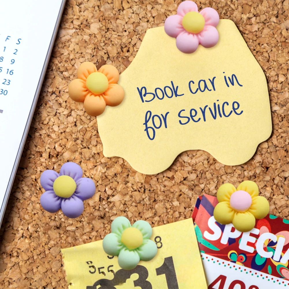 30pcs Durable Decorative Flower Shape Photos Push Pins School Students Office Bright Wall Hanging Lightweight Colorful Cute