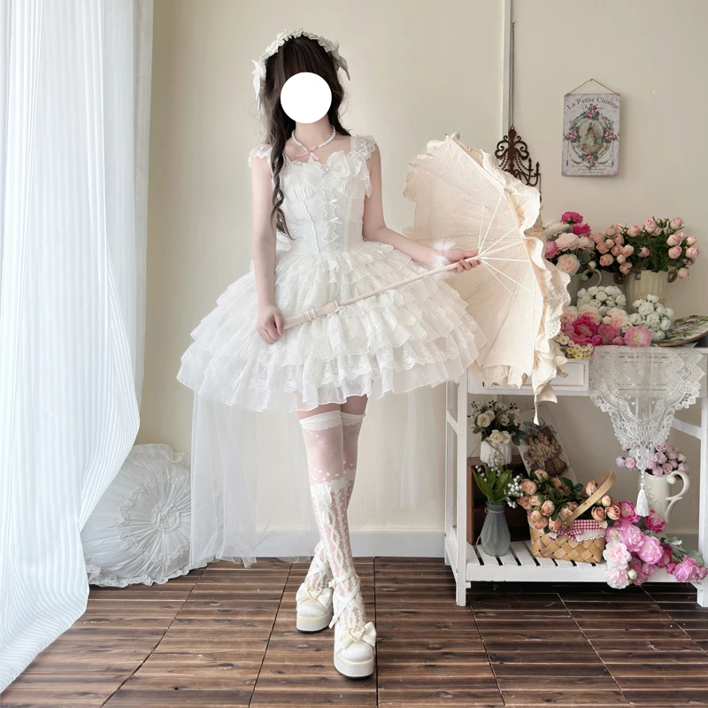 Original Ballet Style Lolita Princess Dress New Sweet Girl Women's Multilayer Black and White Party Wedding Jsk Suspender Dress