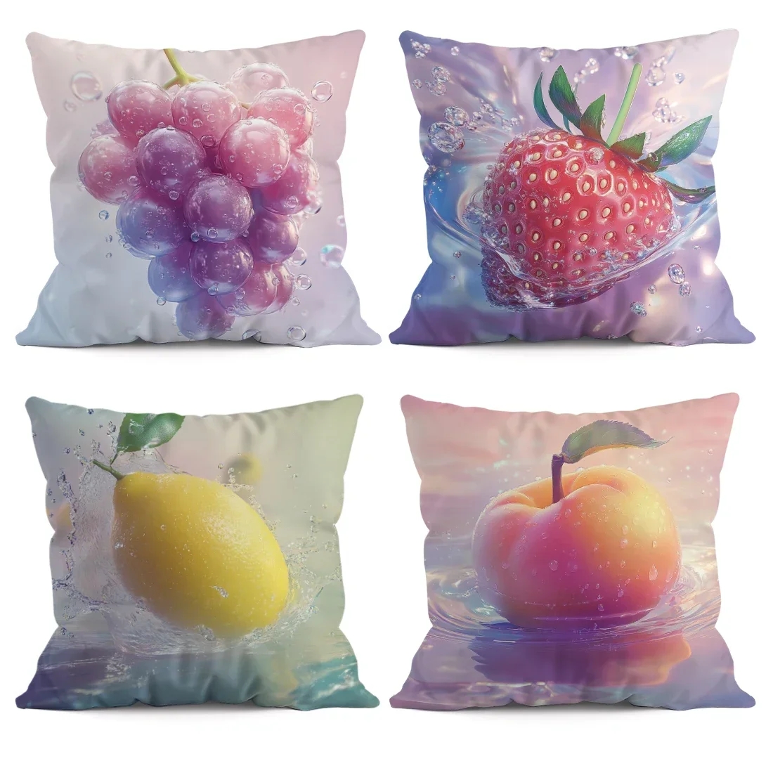 1 Pc Fruit Cushion Cover Lemon Orange Strawberry Grape Apple Decor Pillow Cover For Home Living Room Bedroom Sofa Office