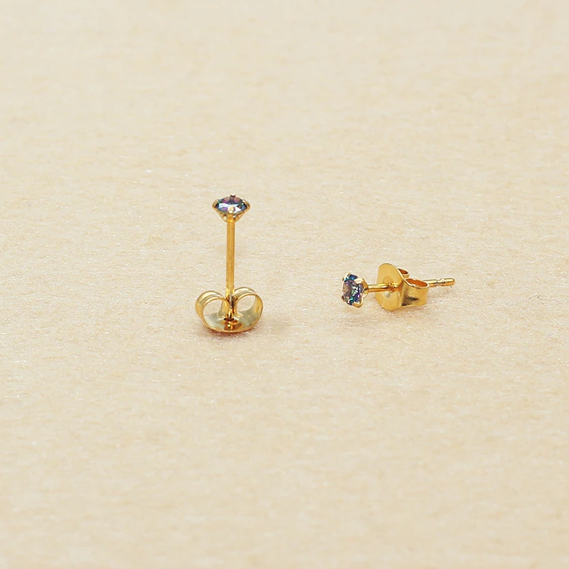 Hypoallergene Edelstahl-Ohrringe 3/2mm Zirkon-Ohrstecker Farbiger Schmuck Nadel 0,8mm Neues Valentinstagsgeschenk Paar – Detail 3