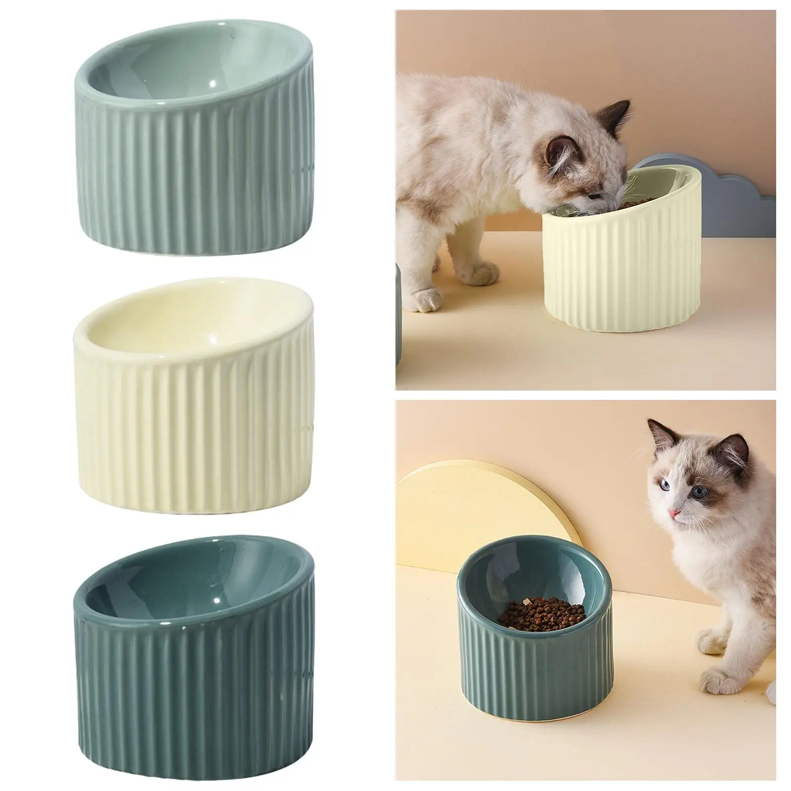 Raised Cat Food Bowl Pet Slow Feeder Pet Feeding Bowl Protect Pet Spines Cat Food Bowl Food Container for Kitten Indoor Cats