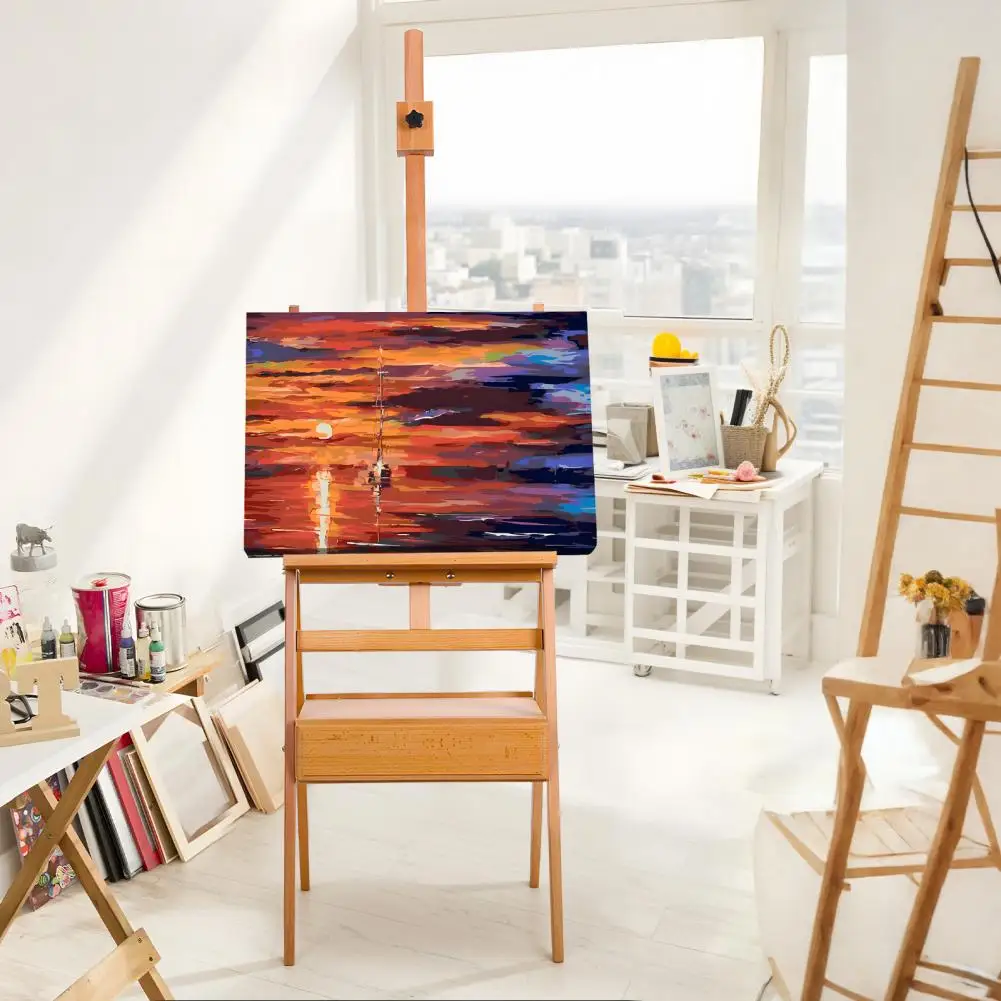 

H Frame Easel, French Easel with Drawer, Painting Canvas Holder Stand, Tilts Flat Artist Easel, Height Angle Adjustable
