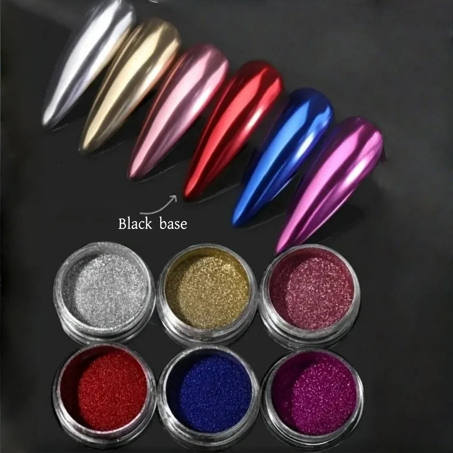 6 صناديق من مسحوق أظافر أورورا مطلي بالكروم لمسح الأظافر، ديكور فني لامع، طراز جديد - يمكن أن يكون DIY بحرية، مناسب لـ #1