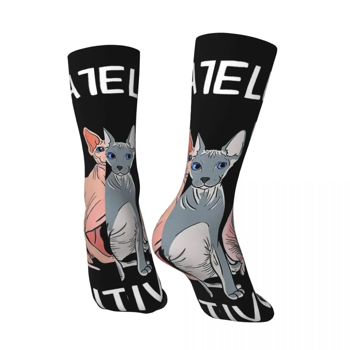 Funny Happy Men's Socks Sphynx Cat Celebrate Diversity Vintage Harajuku Sphynx Hairless Cat Seamless Crew Crazy Sock Gift