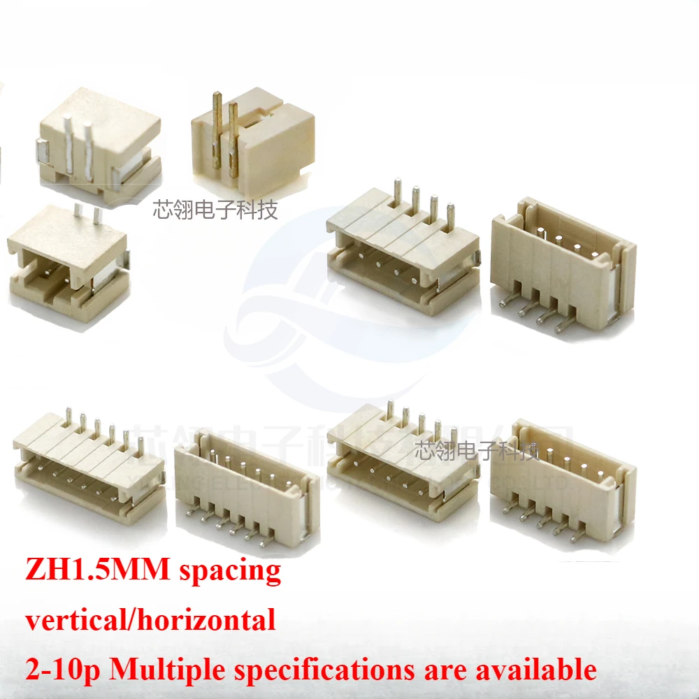 ZH1.5MM spacing vertical/horizontal paste Male/female connector terminals 2-10p Straight/curved pin seat  smt Small connector