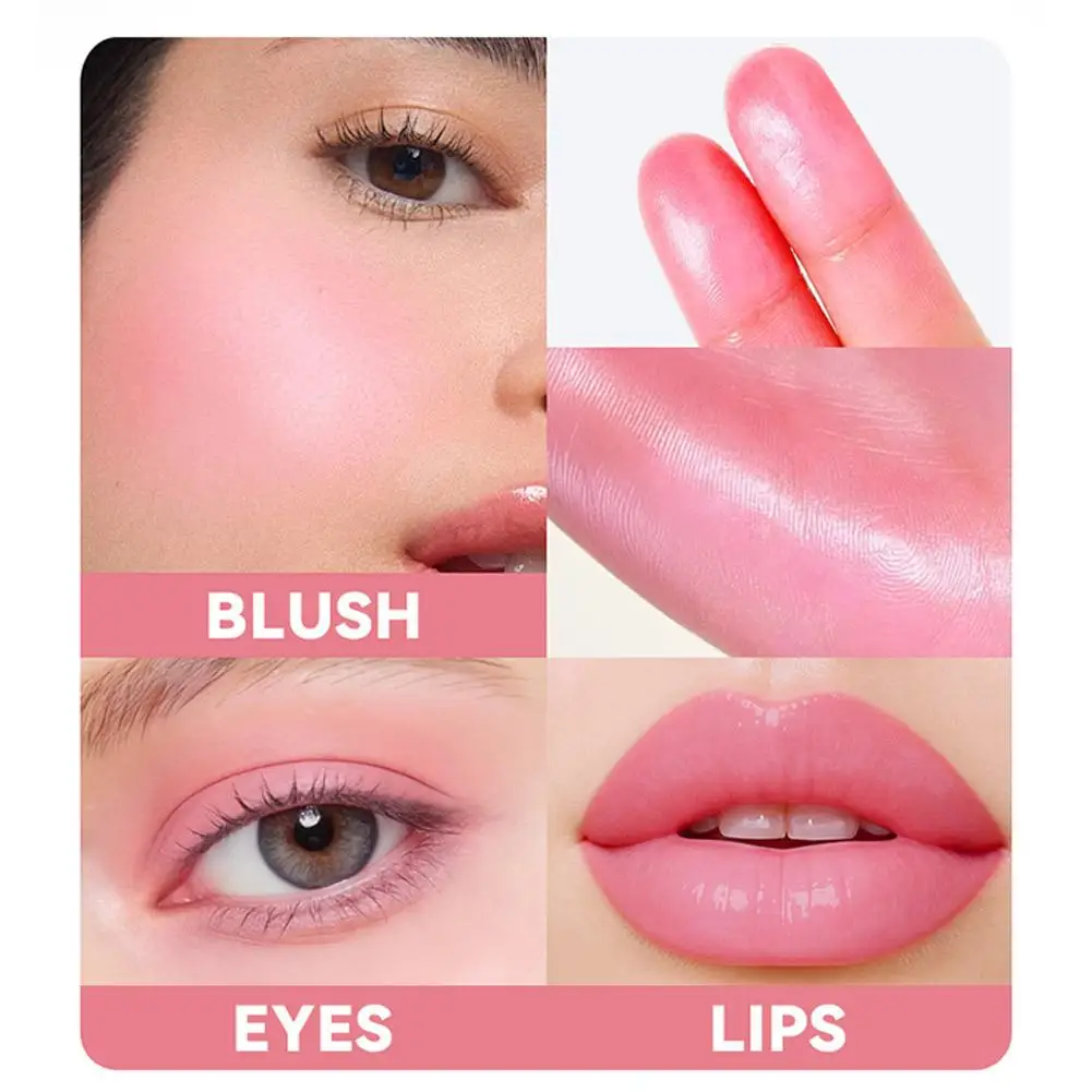 Rubor 3 en 1 que Cambia de Color, Bálsamo Labial en Crema, Lápiz Labial Hidratante, Maquillaje Natural para Labios, Mejillas y Ojos