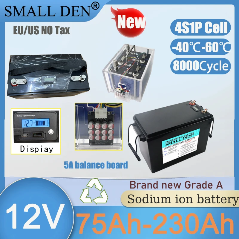 Neue 12V 75Ah 80Ah 230Ah Natriumionenbatterie 20C Hohe Entladung 2,9V 3,1V 75Ah 4S1P Für E-Fahrzeug-Solarwechselrichter -40 ℃ -60 ℃ Arbeiten