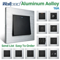Wallpad Wall EU Sockets And Switches AC 110V 220V Silver Aluminum Alloy Panel USB Charge Port 1/2/3/4 Gang 1/2 Way