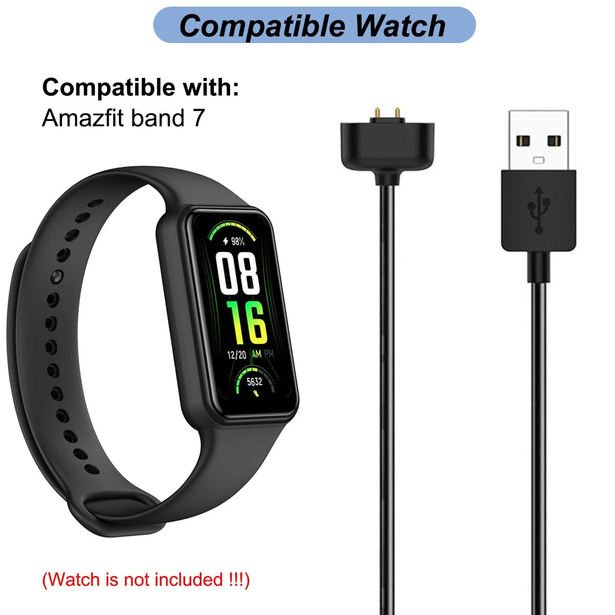 Ladegerät für Amazfit Band 7, Ersatz-Ladekabel, Cradle Station Base mit 3,3 Fuß USB-Kabel, Zubehör für Amazfit Band 7