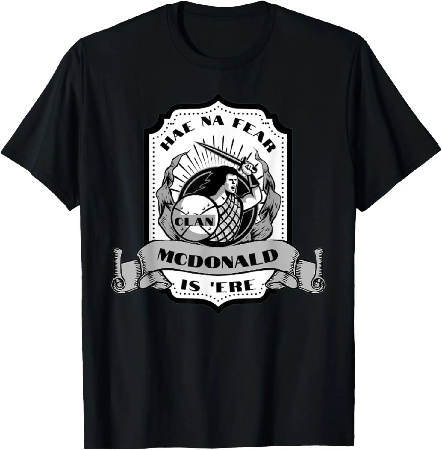 

Clan McDonald Swordsman Scottish Badge Highland Games T-Shirt