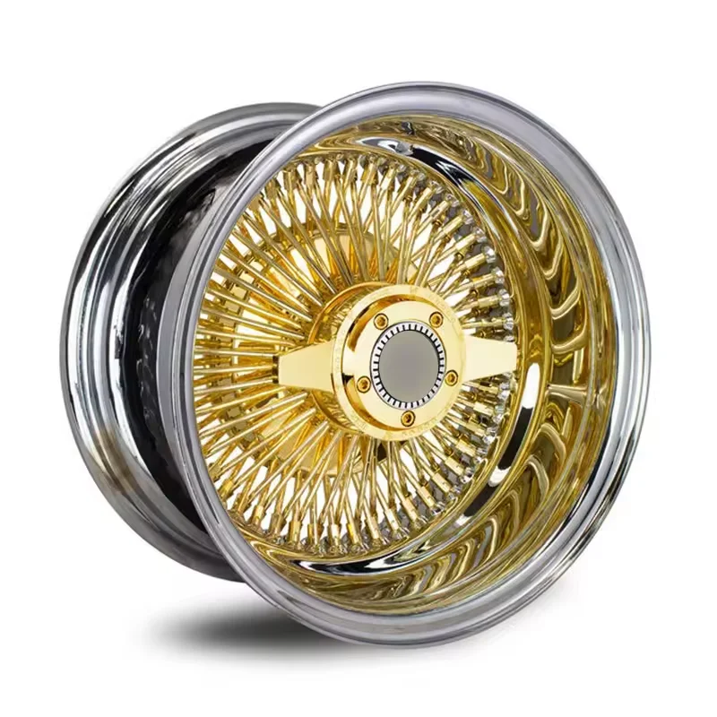 

Кованые золотые винтажные диски 15-22 дюйма с изысканным спицевым узором для классических автомобилей и тюнинга в стиле олдскул лоурайдер 17x8 18x8 20x8