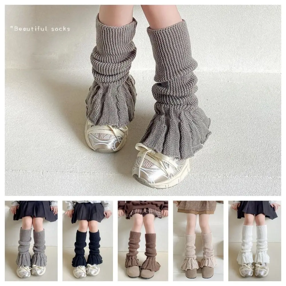 

Новые однотонные детские длинные носки, грелки для ботинок, вязаные теплые чулки, длинные чулки с рукавами, зимние рождественские подарки