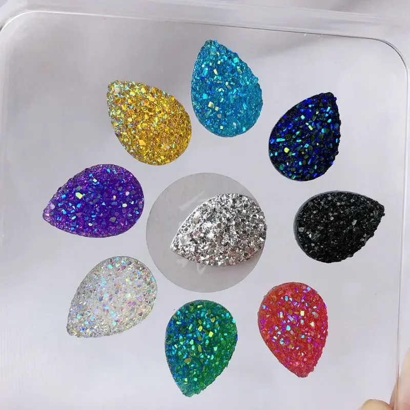 15pcs 18*25mm Bling AB Colors Convex Mineral Surface Crystal Resin Rhinestone Flatback Cabochon Stone Wedding Decoration