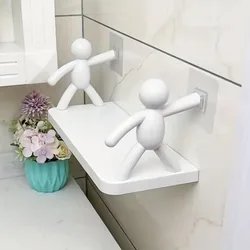 1pc Small Person Storage Rack Cartoon Non Punch Storage Rack Toilet Bathroom Cosmetics Storage Rack Seasoning Jar Sorting Rack