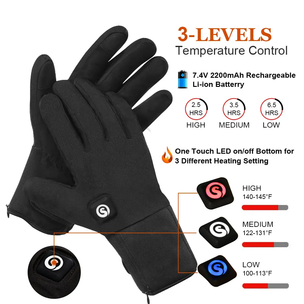 Guantes calefactados eléctricos con batería, calentador de manos para motocicleta, pantalla táctil térmica, guantes impermeables para bicicleta, caliente, Invierno