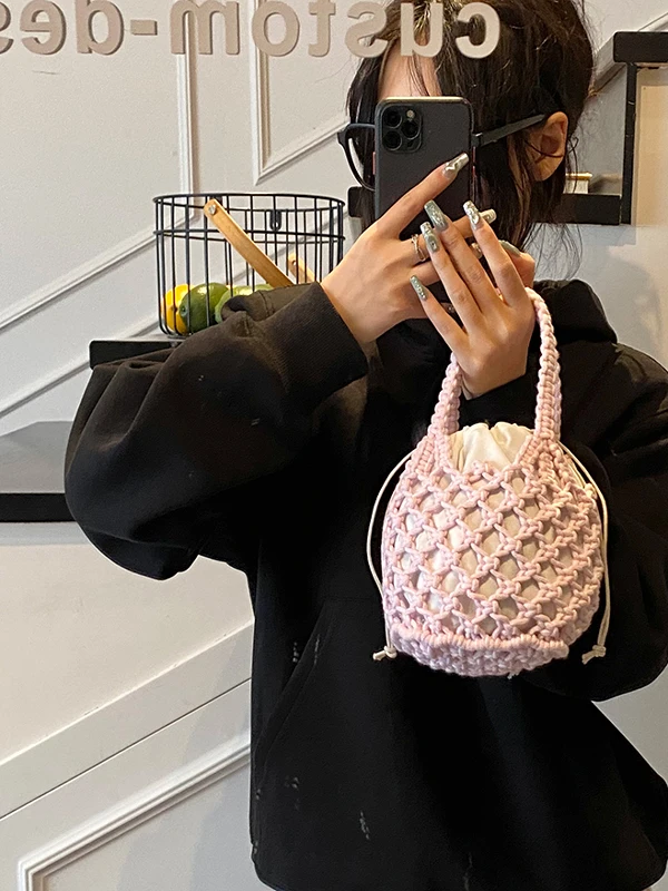 

Повседневная корейская сумка Sle, сетчатая сумка ручной работы, маленький размер, женский кошелек для повседневного использования, мягкая ручка, лето 2025, новая мода