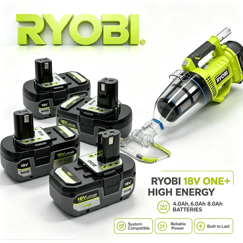 Original Ryobi ONE+ 18V 8.0Ah Li-ion Battery Fit P108 P109 RB18L50, Steady Current for Palm Sander & Furniture Polishing Tools