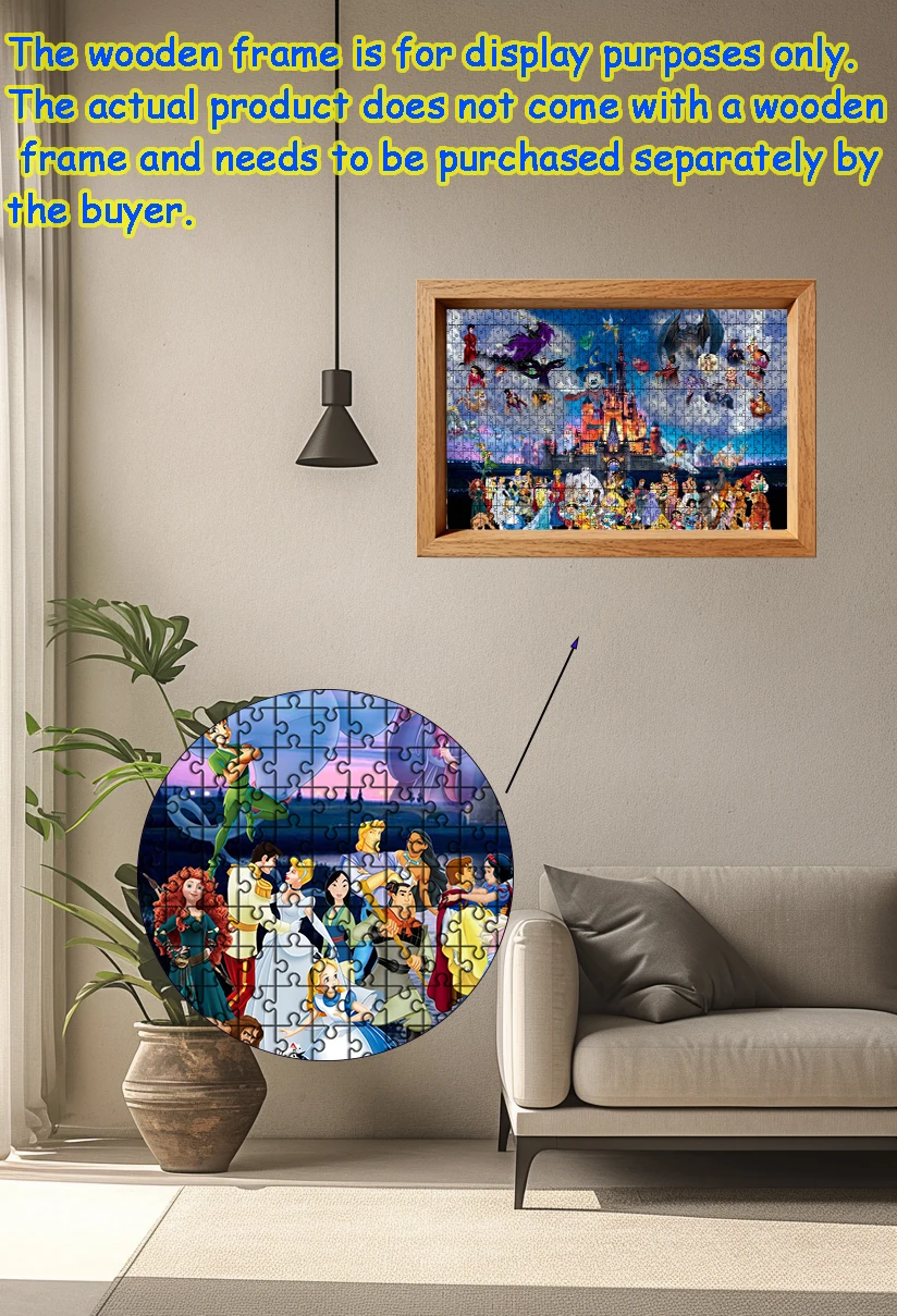 لغز أميرات ديزني سنو وايت 108/200/300/500/1000 قطعة ألغاز أرضية خشبية هدية عالية الجودة لعبة حفلات ممتعة