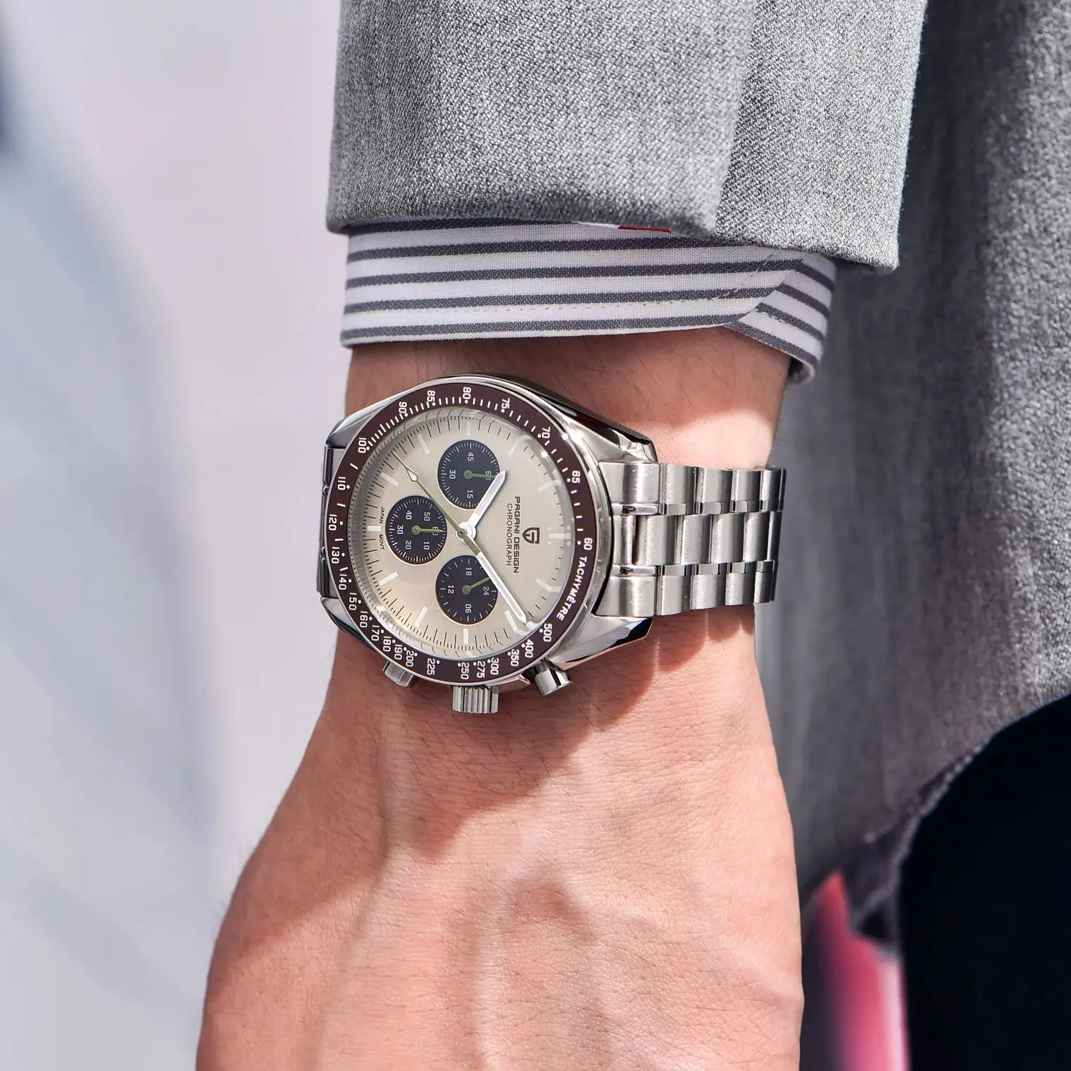 PAGANI DESIGN 2025 جديد زحل ساعات رجالية فاخرة ساعة كوارتز رجالية ضوء تان كرونوغراف AR الياقوت كريستال ساعة اليد الرجال #2