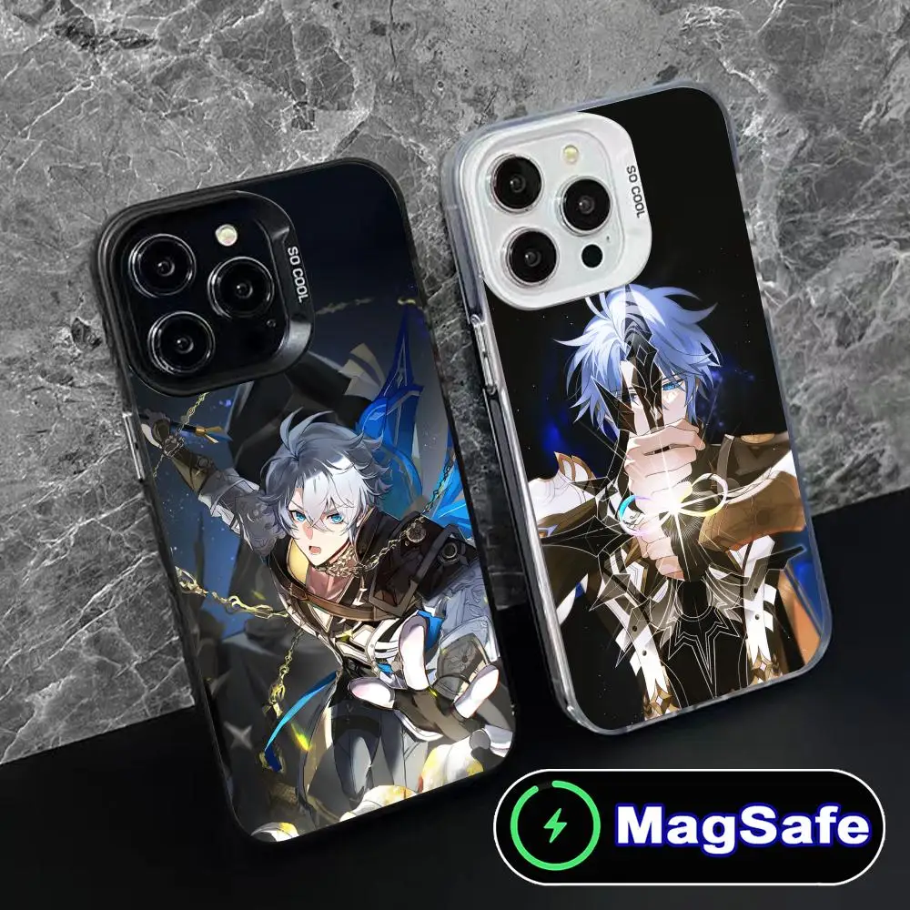 

Чехол для телефона Honkai Impact Phainon для iPhone 16, 15, 14, 13, 12, 11 Pro Max Plus, полупрозрачный цветной защитный красивый чехол MagSafe