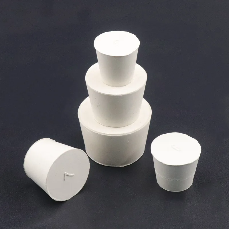 2Pcs White 12.5-68mm Rubber Stopper Acrylic Tube Seal Stopper Conical Flask Seafood Pool Floor Drain Conical Soft Rubber Stoppe