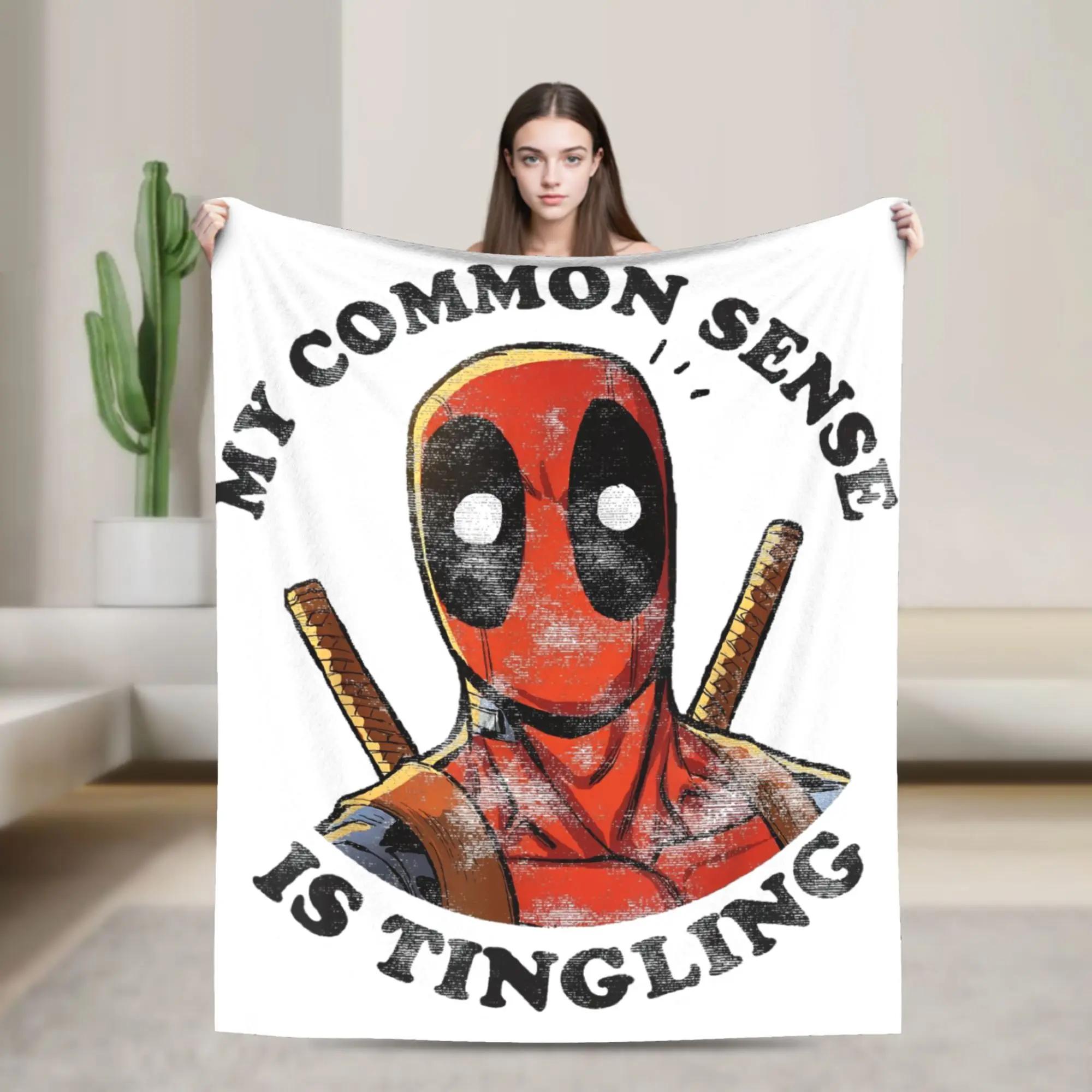 

Фланелевое одеяло Deadpool Common Sense Is Tingling, креативные пледы для дома, плюшевое тонкое одеяло 125*100 см
