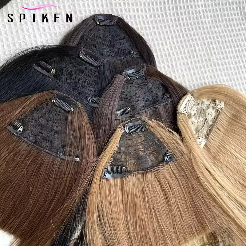 ジェット/ナチュラルブラック人毛前髪 女性用 8インチ 20g ストレート レミー ナチュラル人毛フリンジ クリップインヘアピース 3クリップオン