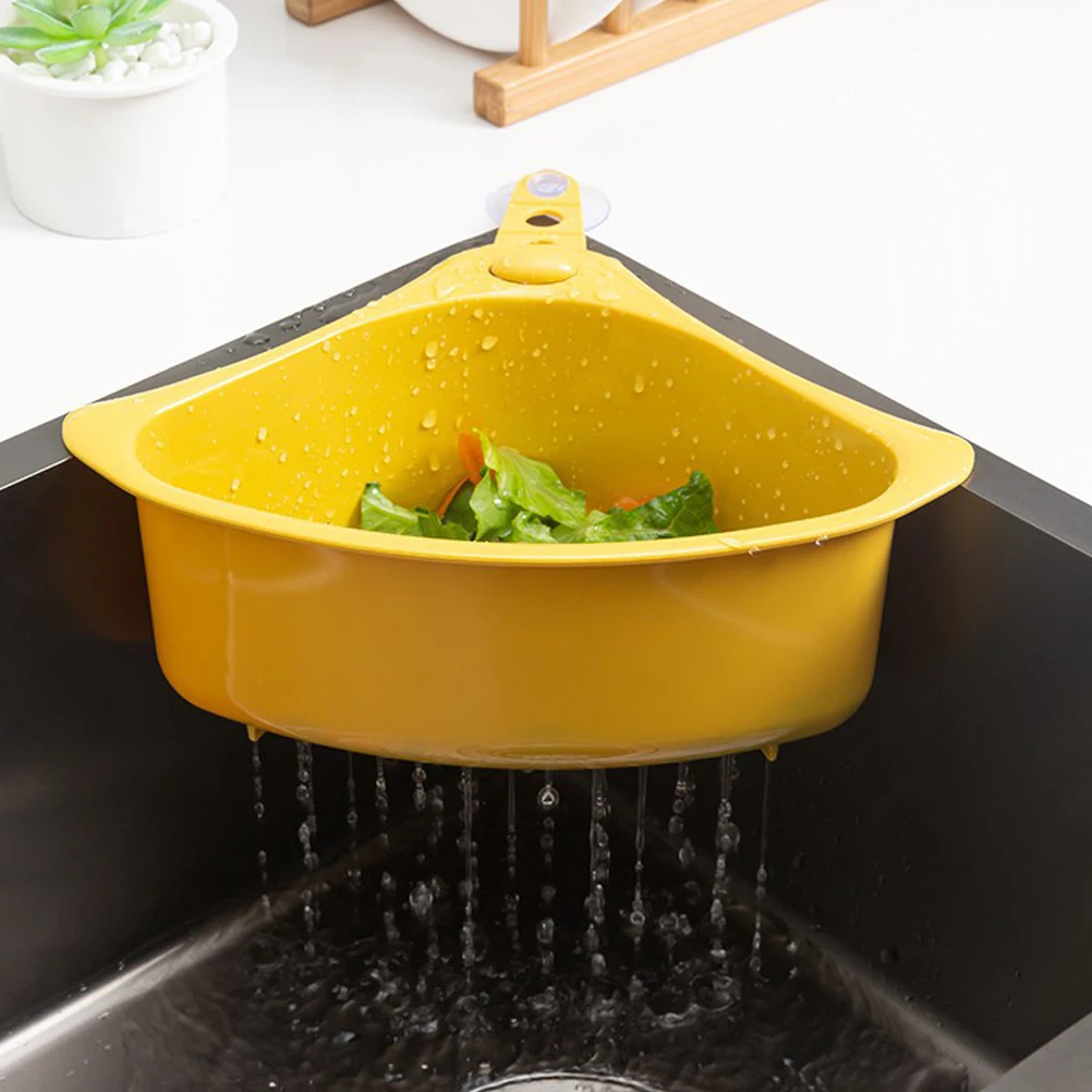 

Drain Basket Kitchen Sink Rack Triangle Dish Drainers for Strainer Corner Triangular Storage