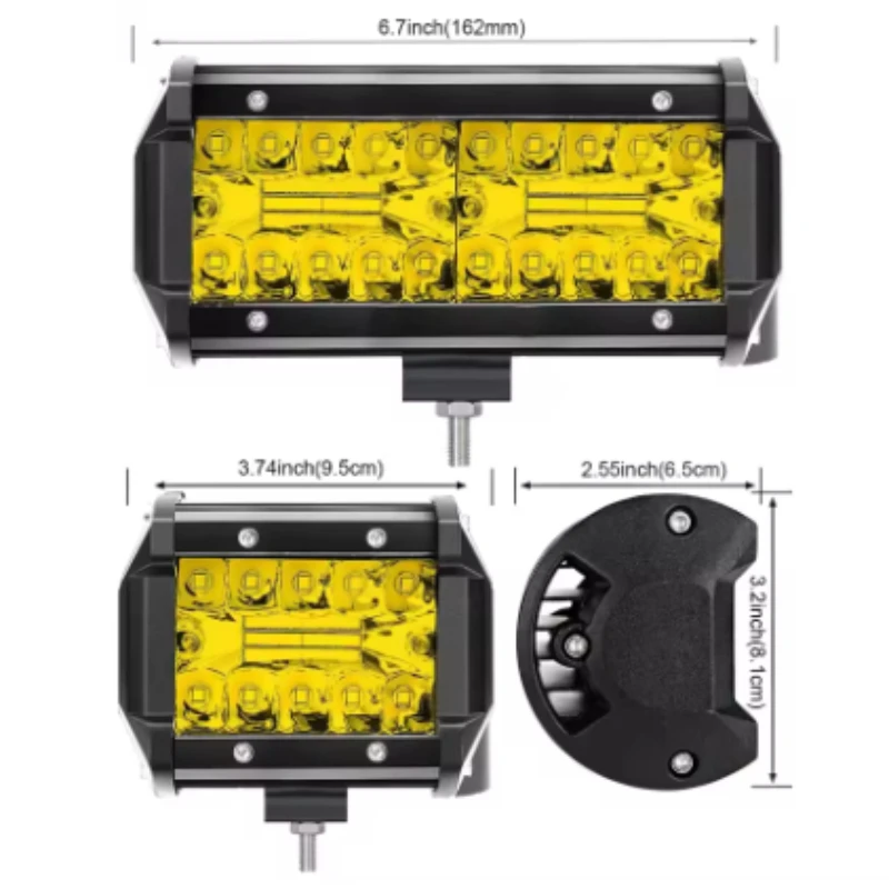 Yellow 120W 3000K Car Sunlight Modified Lights White  LED Work Light For Car Motorcycle SUV 4WD ATV LED Car Headlights