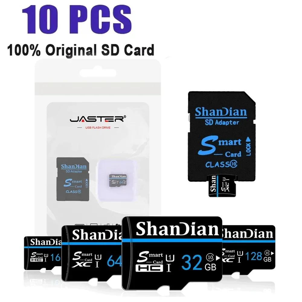 10PCS Flash Memory Card 1GB 2GB 4GB 8GB 16GB 32GB 64GB High Speed TF/SD Card 128GB 256GB 512GB Memory Cards for Tablet/Phone